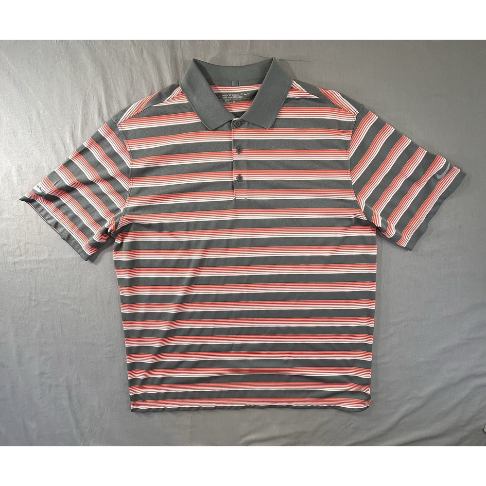 Nike Dri Fit Golf Polo Large Dallas Athletic Club Orange and Gray Mens Large